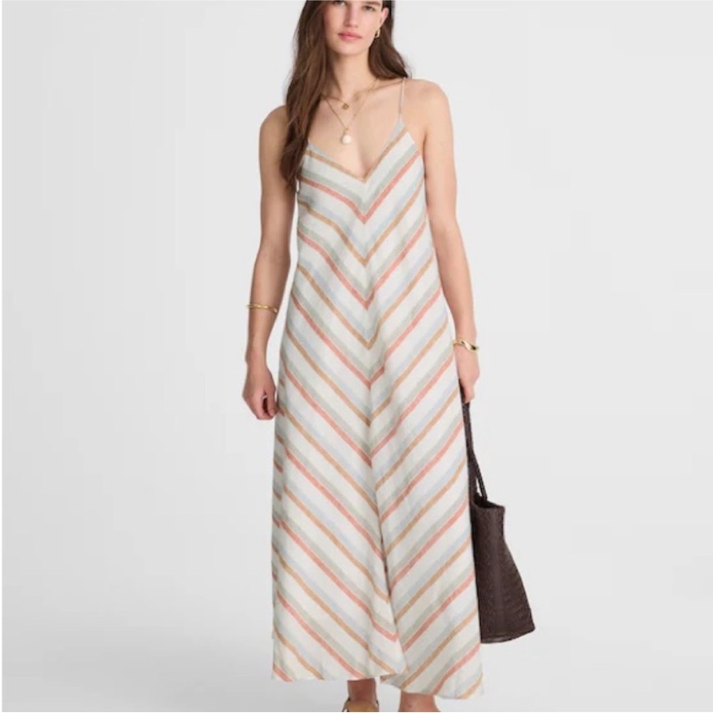 Madewell Striped Maxi Dress - Cream and Orange